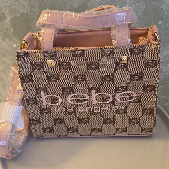 bebe Talulla Mini Satchel Blush Monogram Logo Crossbody Shoulder Bag NWT - Picture 2 of 12